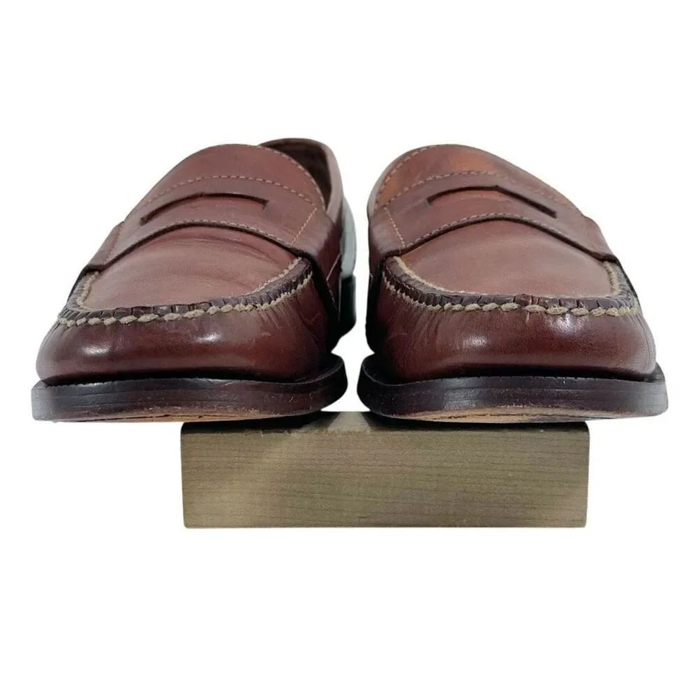 Cole Haan Douglas Brown Distressed Leather Penny Loafers Mens Size 7.5